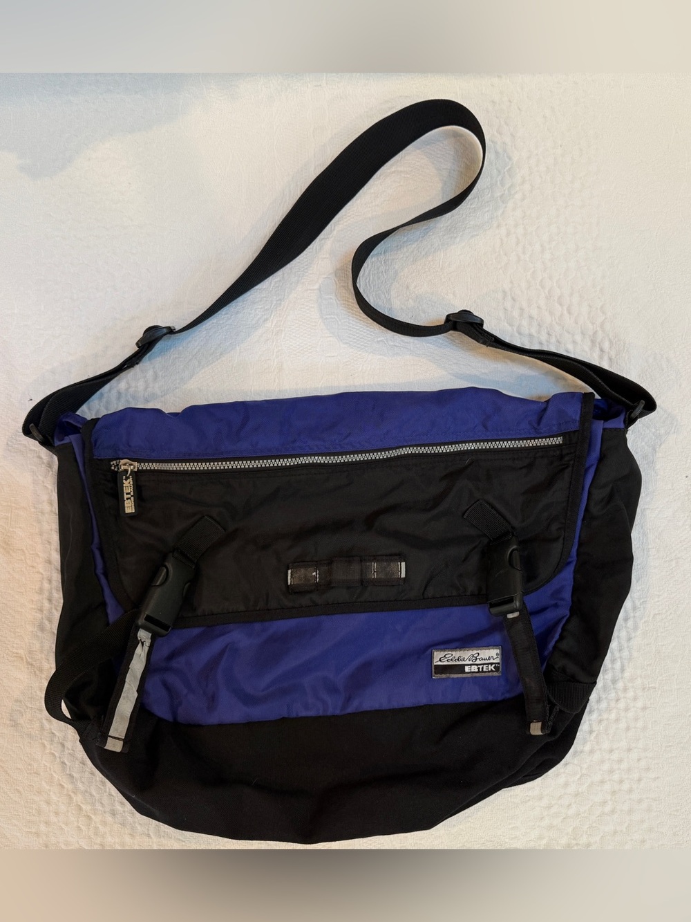 Eddie Bauer Messenger Bag Laptop Briefcase Purple Black Nylon